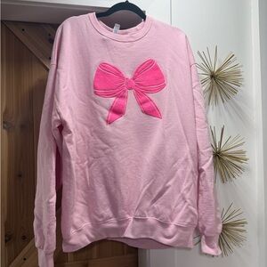 Pink Sweatshirt with Bow Accent